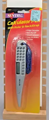 Sentry Calculator Pen with Ruler & Neck Strap; New Old Stock