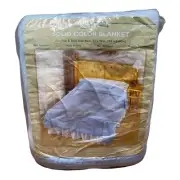 Vtg Home Essentials Polyester Full/ Twin Blanket Satin Trim Light Blue
