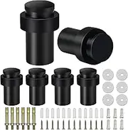 KOLAKO Door Stoppers, Cylindrical Floor Mount Door Stop Black Heavy Duty Door Stops Stainless Steel Safety Floor Doorstops for Wall 6 Pack