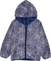[GuoChe] Boys Winter Coats Sherpa Lined Happy Halloween Spiderwebs Purple Toddler Boy Zip Up Jacket Navy Blue Baby Boy