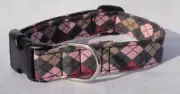Dog Collar - Argyle Preppy Print Pink Dog or Cat CUSTOM MADE Adjustable CUTE!