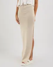 [Mooloola] Mooloola Women's Raya Maxi Skirt in Stone 0 Stone