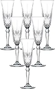 [Lorren Home Trends] Lorenzo Crystal Melodia Collection Wine Glass Set by RCR, 6 Count (Pack of 1), Flute