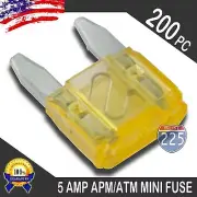 200 Pack 5A Mini Blade Style Fuses APM/ATM 32V Short Circuit Protection Car Fuse