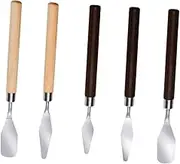 5pcs Painting Scraper Spatula Art Oil Knives Knife Tool Paint Scraper Palettes Scraper Pigment Scraper Metal Scraper Color Mixing Accessory Brown Wood