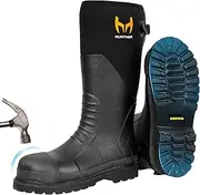[Hunthor] Rubber Work Boots Puncture-Proof with Steel Toe & Shank, Waterproof Anti Slip Rubber Boots for men, 6mm Neoprene Outdoor Boots, Durable Hunting Boots for Manufacturing, Construction,