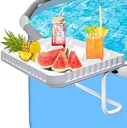 Pool Bar, Above Ground Pool Bar with 2 Pool Drink Cup Holders,Poolside Table for Drinks & Snacks,Fits 3" or Less Frame Above Ground Pool Accessories