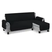 Sofa Cover Waterproof Reversible L Shaped Sofa Cover Sectional Couch Chaise Lounge Covers for Kids Pets-Black