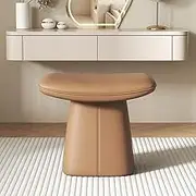 UPWONED Bedroom Makeup Chair, Small Low Makeup Stool, Leather Soft Stool, Can Be Placed in Any Corner, Solid Wood Frame, Strong Load-Bearing Capacity,Brown