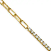 14k Yellow Gold 3 3/4 Ct. Lab Grown Diamond VS/SI+ G+ Half Paperclip 7 inch with an 1 inch exension Bracelet