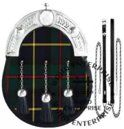 Macleod of Harris Tartan Kilt Sporran Full Dress Sporran bag with Chain Strap