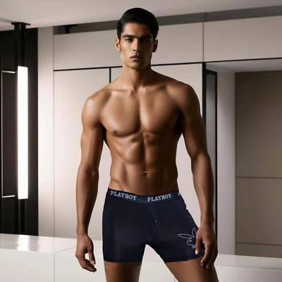 Playboy Classic Boxer Briefs Mens S M L XL Black Ultra Soft Modal Underwear