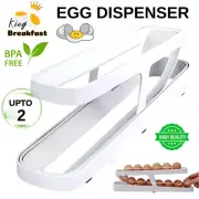 Egg Dispenser for Fridge 2-Tier Auto Rolling Storage Rack Holder Kitchen Tool