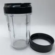 1 MAGIC BULLET 6 INCH TALL BLENDER CUP WITH 2 Ring And TRAVEL TO GO FLIP TO LID