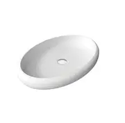 600*410*110mm FIE Antonia Matte White Cast Stone Oval Above Counter Basin