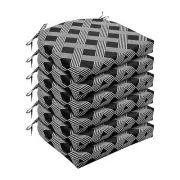 Outdoor Chair Cushions for Patio Furniture 17"x16"x2"(Pack of 6) Black Geometry