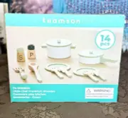 Teamson Kids - Little Chef Frankfurt 14 Piece Wooden Cookware Play Kitchen Set