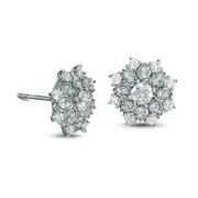 0.75 CT. T.W. Certified Diamond Flower Frame Stud Earrings in 14K White Gold (I/I2)