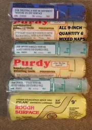 6 NEW Purdy paint roller covers - 9 inch width, mixed specialty texture naps