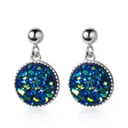 Sterling Silver Blue Crystal Drop Stud Earrings