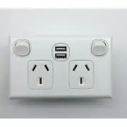 USB Fast Double Power Point DOUBLE POLE Twin Quick Charge GPO Socket Outlet