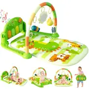 Baby Play Mat & Gym, Funny Piano Tummy Time Activity Mat with 5 Sensory Toys, Mu