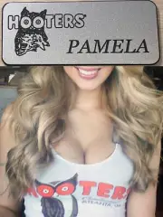 ~NEW~ PAMELA HOOTERS Girl Uniform Collectible Pin Back Badge Tag SILVER NAME TAG