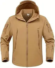 [Lewey] Men's Casual Hooded Waterproof Windbreaker Jacket: Warm Soft Shell, Ideal for Winter/Autumn Outdoors
