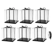 Clear Cake Box with Ribbon, 6Pcs 12"x12"x14" for 10 Inch Cake Packing (Black)