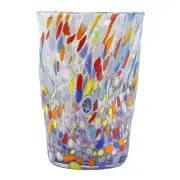 Murano Glass Drinking Glass Tumbler Lilac Blue Yellow Orange Handmade Millefiori