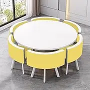 Minimalist Style Dining Table Set for 6, Kitchen Reception Table Chair with 6 Chairs, Business Conference Table Set, MDF Desktop(5)