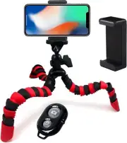 8" Inch Flexible Camera Tripod With Phone Holder & Bluetooth Shutter Remote