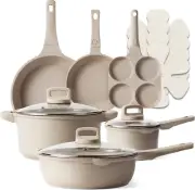 13Pcs Pots and Pans Set Non Stick, Taupe Nonstick Cookware Set, Frying Pans with