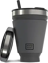 HYDAWAY Collapsible Tumbler with Lid and Straw - 16 oz I Portable, Insulated Silicone Travel Mug, Hot & Cold Foldable Cup for Coffee, Tea, Camping & Backpacking, Spill Proof Lid & Steel Rim