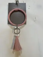 Sensible Solutions Women's Pink Faux Leather Tassel Bangle Key Chain