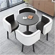 KCTOT Office Reception Round Table and Chair Set Stable and Strong Small Conference Table Negotiation Table and Chair Set Home Office Desks Conference Room Table Bold Metal Base (Color : C1)