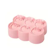6 Grid Rectangle Popsicle Mold Silicone Ice Tray Ice Cream Ice Mold Children Animal Three-dimensional Popsicle Mold-Pink