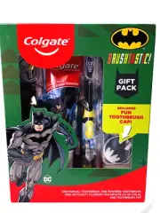 NIB Colgate Batman Gift Pack Manual & Powered Toothbrush Toothpaste Cap Exp 2022
