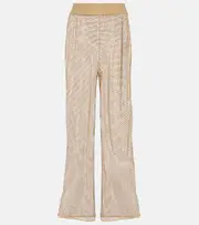 [Simkhai] Simkhai Sullivan crystal-embellished mesh pants UK 8 brown
