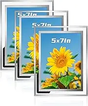 Picture Frame, Glass Picture Frames, Picture Frame Set for Tabletop/Desktop Display, Horizontally or Vertically Frames For Home Office (3Pcs 5x7 inch)