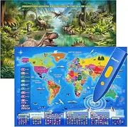 Qiaojoy Interactive for Kids Talking Wrold Dinosaur Space Poster for for Ages 3 to 12 Years Old
