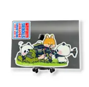 Quirky Fun Japan Sticker Cute Kawaii Pandas Fox Soldier Rifle Decal B-Side Label