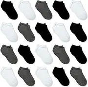 [SPTRAMLE] Toddler Boys Socks, Unisex Toddler Black White Grey Low Cut Socks, 20 Pairs for 1-13 Years Toddler