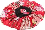HAKIDZEL Wide Brimmed Elastic Round Shower Cap for Women Breathable Bathing Red and Salon Use Fits