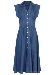 Veronica Beard Ruben Chambray Midi Dress - Denim - 12 (UK16 / XL) 12 (UK16 / XL)