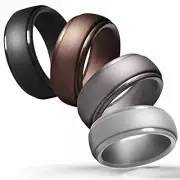 4 Pack Silicone Wedding Engagement Ring Men Women Rubber Band Gym Sports AU