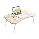 SOGA Foldable Study Bed Table Adjustable Desk Stand with Notebook Holder Beige