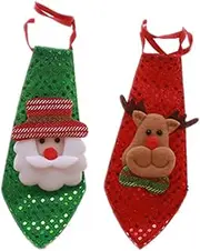 [CHILDWEET] 2pcs Christmas Santa Tie Decorations Sequin Neckties for Christmas Tree Party Home Decor Kids