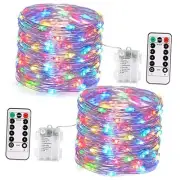 2 Pack Multicolor Fairy Lights Battery Operated, Total 400 LED 132ft