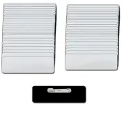 50 BLANK 1 X 3 SILVER NAME BADGE KIT (A) TAGS 1/8" CORNERS PIN & CLEAR LABELS